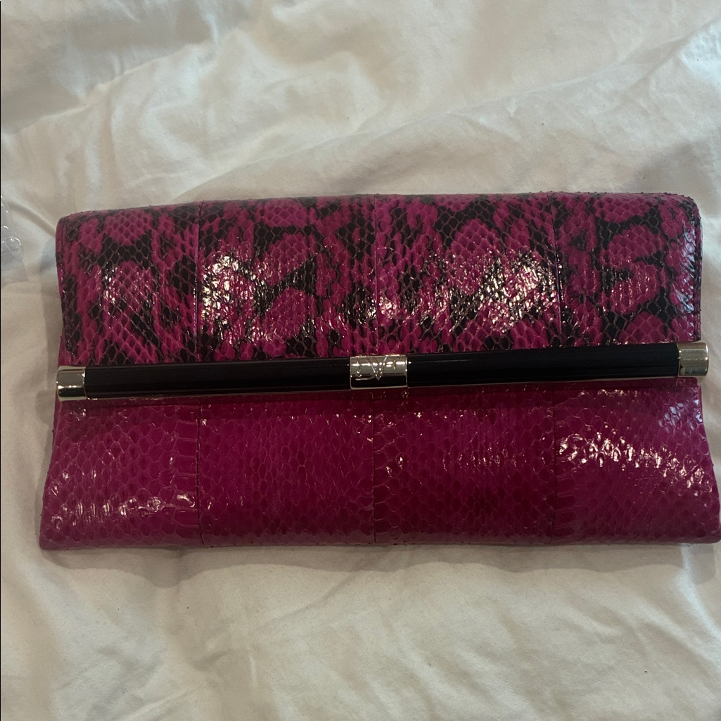 Diane Von Furstenberg Pink Snakeskin Clutch